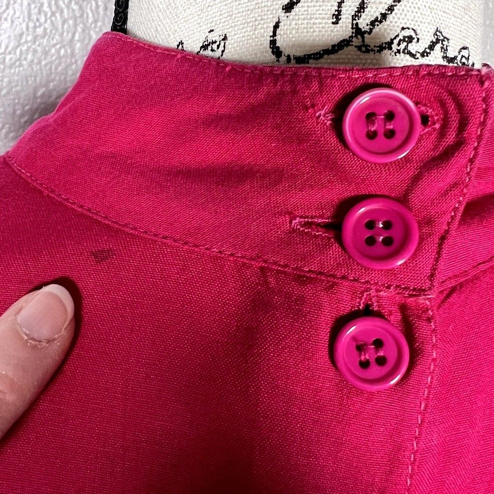 Vintage Momentos Sz S Blouson Midi Dress Hot Pink Pleated Star-Studded Waist - Picture 15 of 16